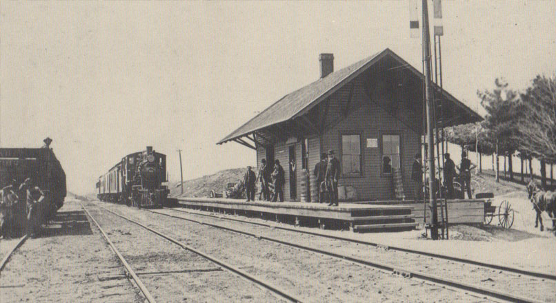 old historic photo of trainyard in 1800s