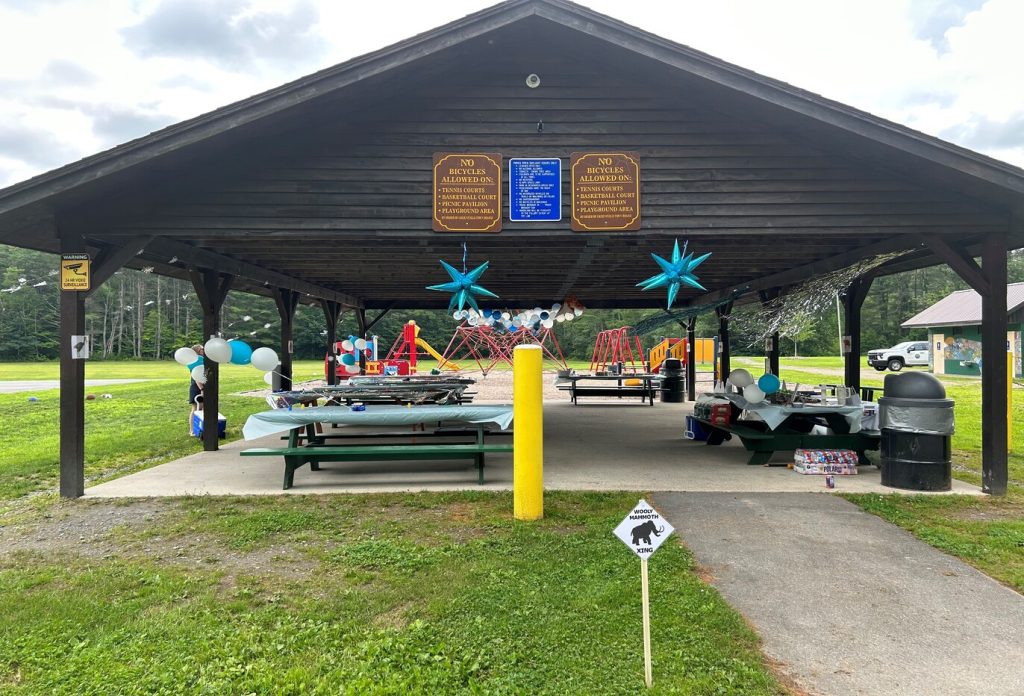 A birthday party at the Middle Grove Park pavilion.
